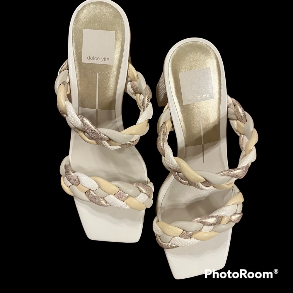 dolce vita Paily Braided Heels NWT Ivory Multi Stella Womes Size 8.5 New in Box - Picture 4 of 10